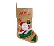 Modern Santa Sled Christmas Stocking